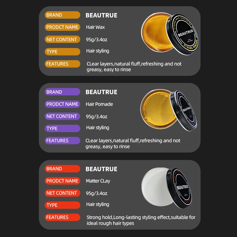 Wholesale Private Label Hair Gel Extra Strong Hold Hair Styling Products Pomades Hair Wax for men