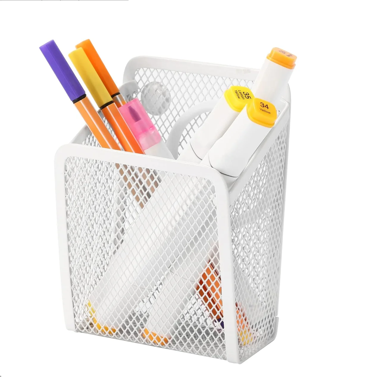 Magnetic Pencil Holder Basket Mesh Magnetic Pen Holder Desk Organizer for Whiteboard Refrigerator Locker Office Accessories