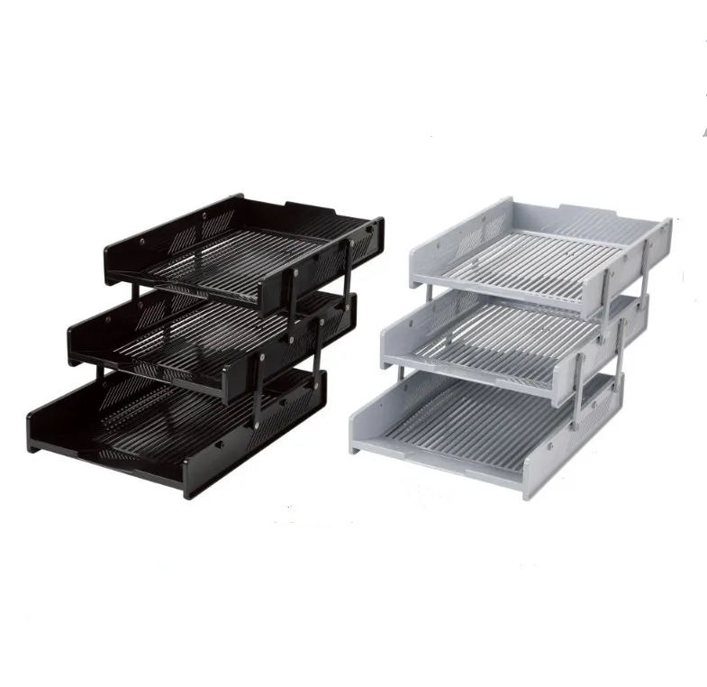US-6033 Pulling Office File Tray 3 Layers Plastic Letter  Organizer Desktop Paper Sorter