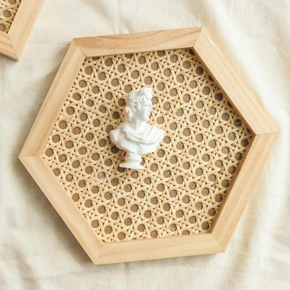Hexagon Premium Rattan hometray Serving Tray  Rattan Food Tray Handmade Rattan Tray, Coffee Tray, Tray Hexagonal