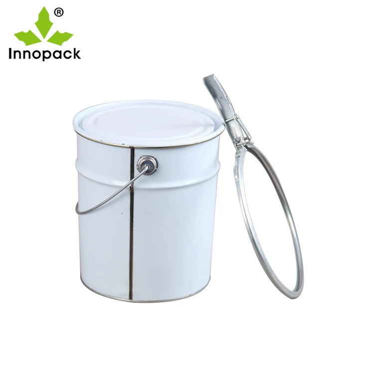 Round Metal Tinplate Pail Empty Bucket with Ring Lock 10-30L