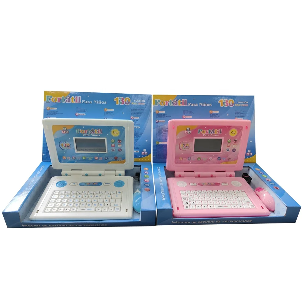 65 Functions children English and Spanish learning machine toy for kids educational bilingual learning laptop computer toy