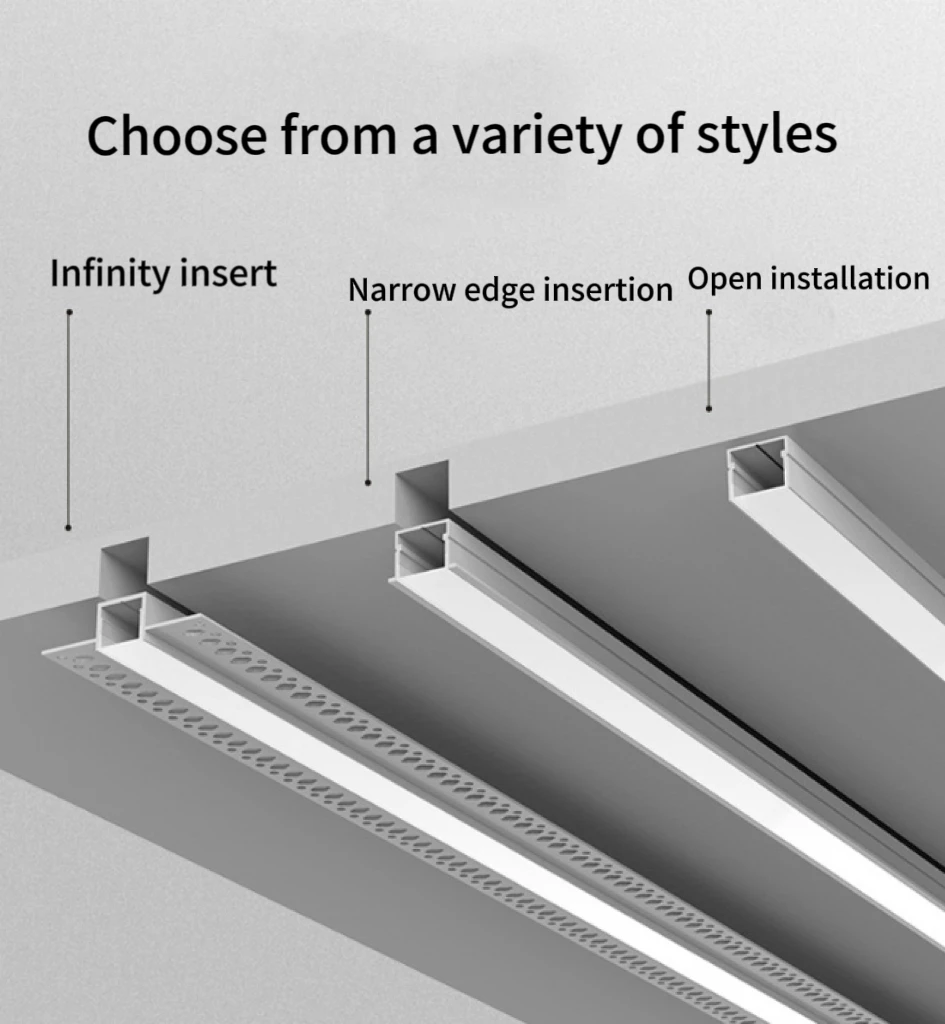 Custom All Kinds of Aluminium Extrusion Profile Recessed Led Profile Aluminum Channel Diffuser White Black Aluminium Led Profile