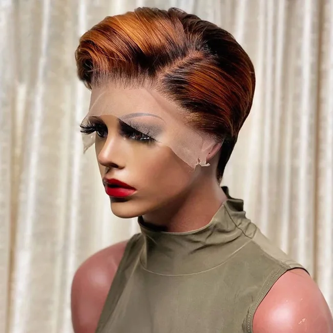 Summer hot sale short pixie cut wigs 100% human hair pre plucked hairline with baby hair bob lace closure frontal wig human hair
