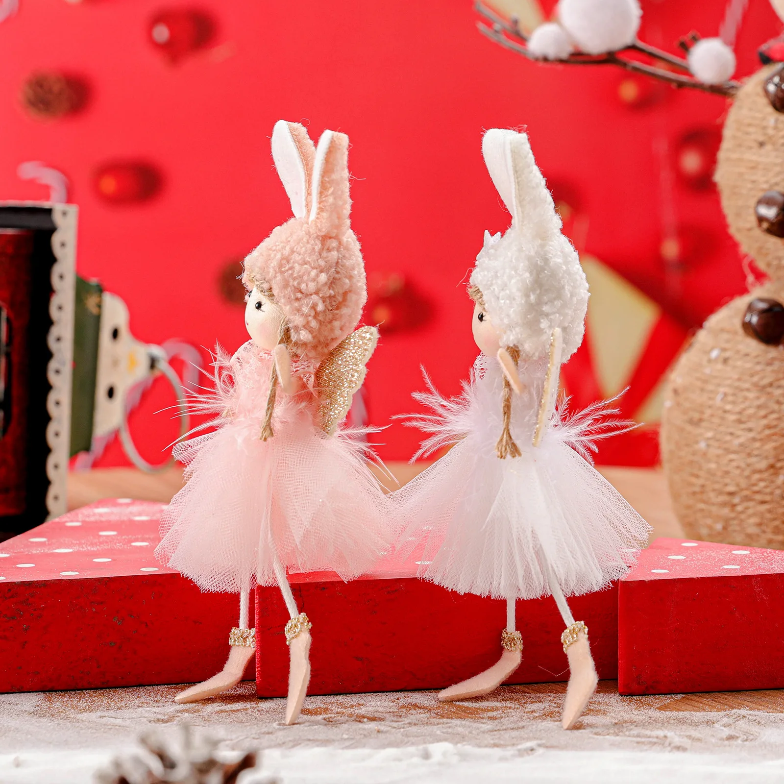 New Xmas Gauze Plush Ballet Girl Christmas Tree Ornaments Christmas Hanging Angel Pendants For Christmas Tree Decor