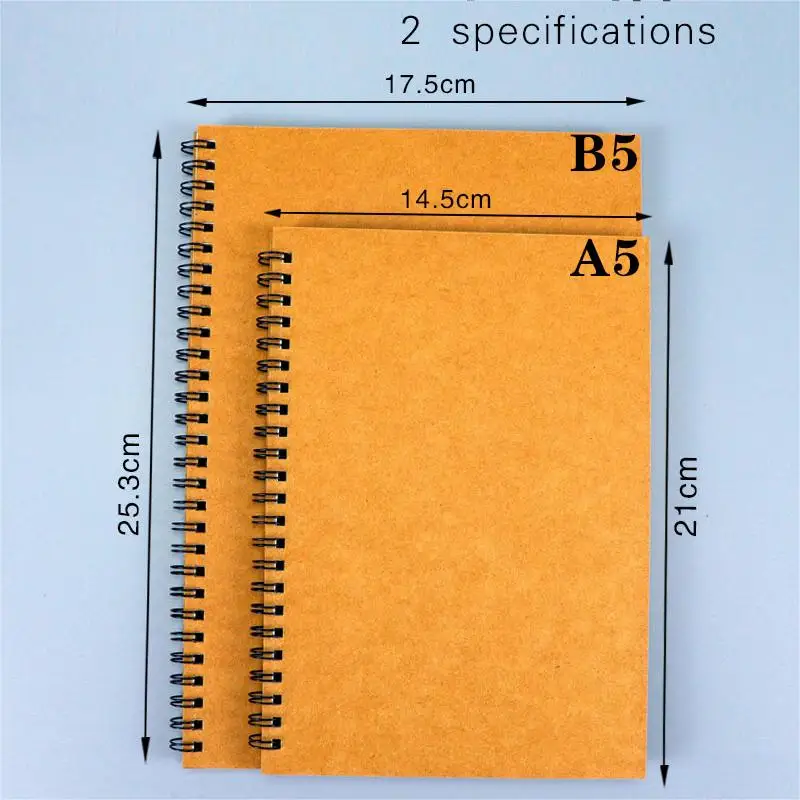 kraft Paper Spiral Notebook A5 Notepad B5 Horizontal Line Grid Student Exercise Paper Brown Paper