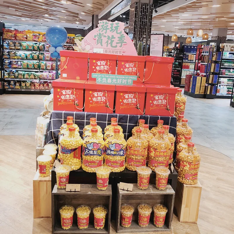 Big tub of delicious snack  popcorn of chinese snack factory