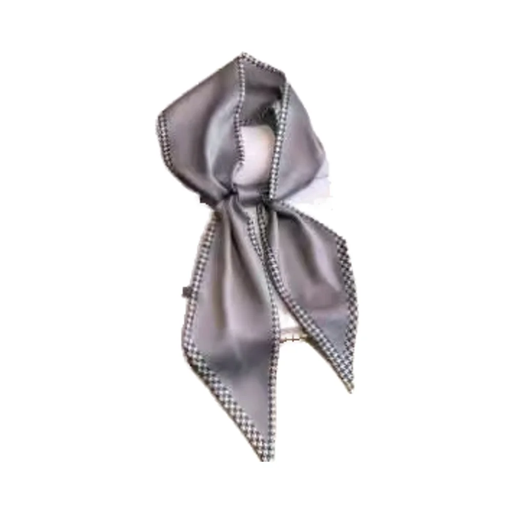 2024 New Collection Customized Brown Beige Checkered Jacquard Printed Silk Scarf Made Ready Stock Wholesale Bulk Order
