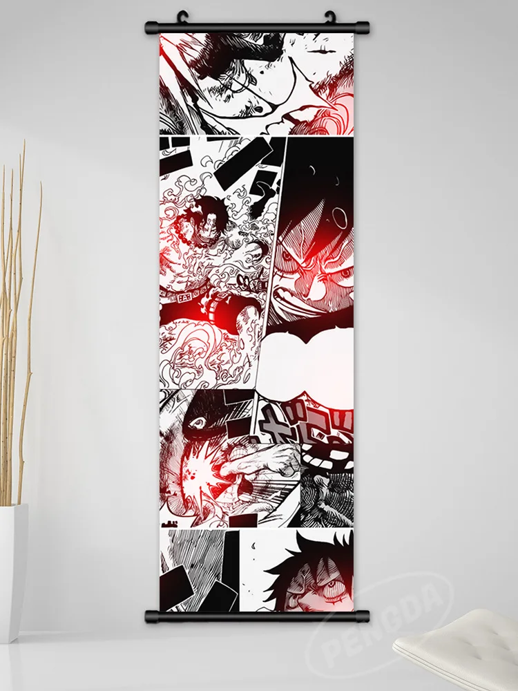 25x75CM HD printing straw hat pirates canvas Luffy One pieces scroll poster