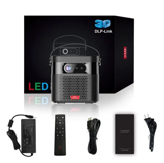 DLP smart projector K5 960*540P 300ANSI 15600mAh battery portable wifi Android 9.0 smart projector