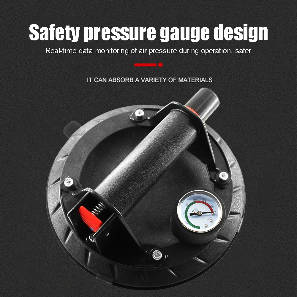 8' Heavy Duty Glass Tile Suction cup Lifter Hand held Sucker Vacuum Suction Cup With Pressure Gauge