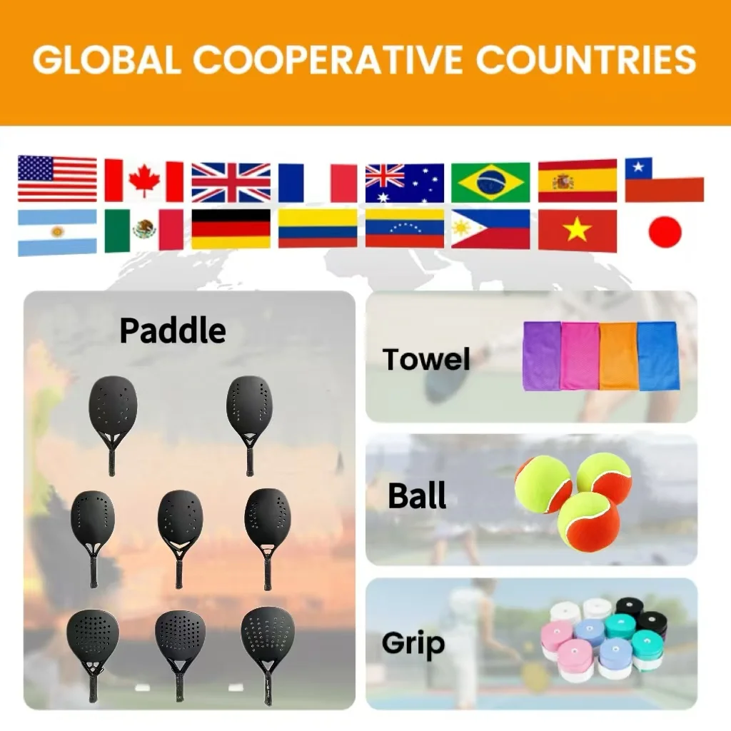 High Quality New Style Durable Carbon Composite Graphite Tennis Racket Beach Paddle Ball Racket 12K Net EVA Grip Outdoor Use