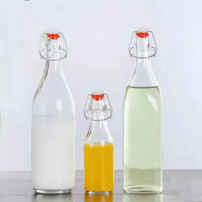 Горячая Распродажа новый продукт дешевая оптовая продажа прозрачная стеклянная 1 литровая бутылка для сока пива напитков пробка
