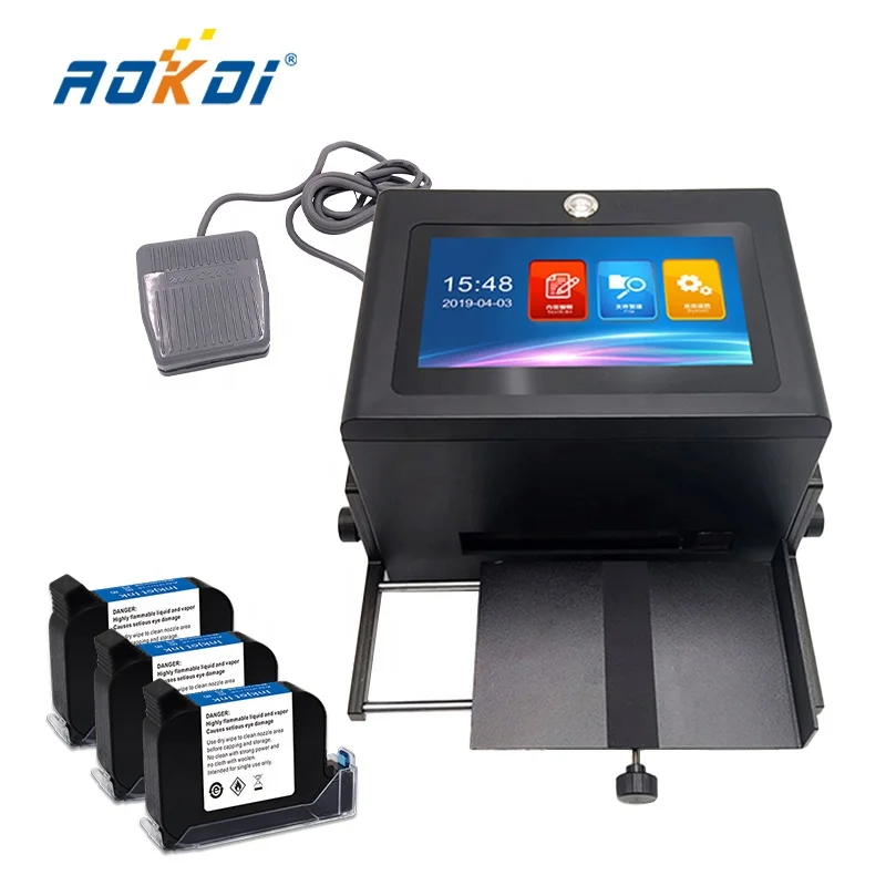 AOKDI Mini Handjet Portable plastic Glass Ceramic Aluminum  Solvent Card Food Printer Cartridges Printing Machine Printer