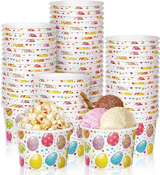 Пасхальные закуски, цветные пасхальные яйца, одноразовая бумажная чаша