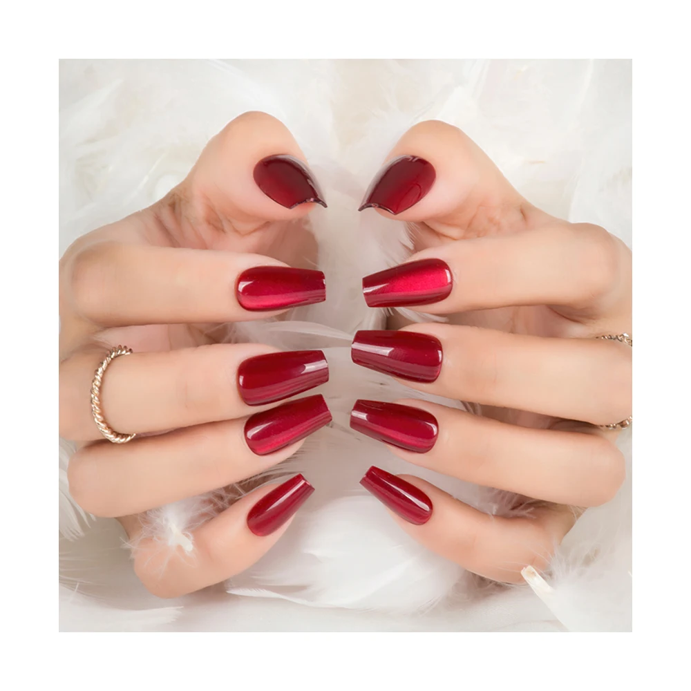 Top Trending Nail Supplier Wholesale Price INS Designed Cat eye  Full Cover Oval Fingernails Faux Ongles Press on Nails