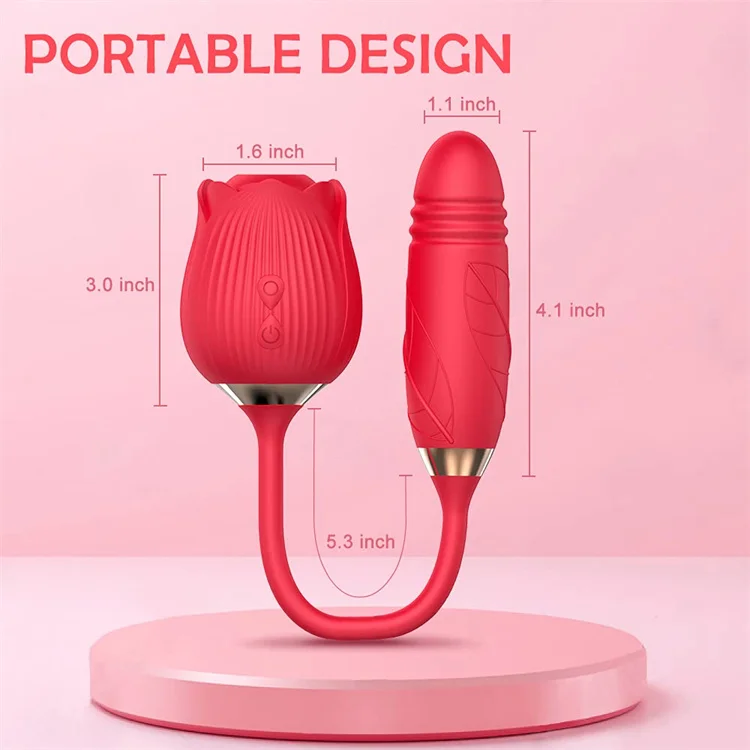 Sale Double Sided Extendo Massage Clitoral Sucking Modes Long Egg 2 In 1 Rose And Penis Flower Women Suction Rose Toy With Dildo