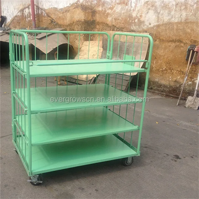 Folding & Rolling Wire Container Logistics Trolley/Roll Cage Trolley