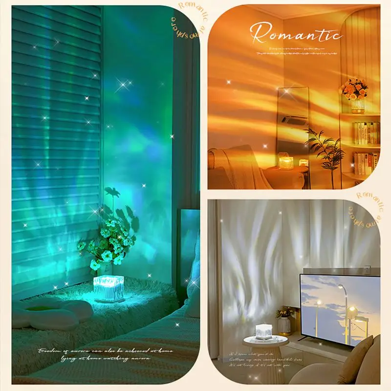 Projector Aurora water ripple restaurant home decor Bedside Luxury Crystal Led Lamp Bases Acrylic 3D Led Night Table Light Lamps