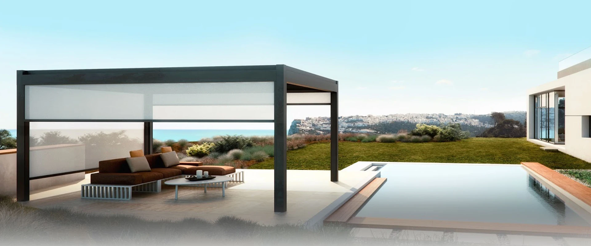 Customised Motor Wind Proof Roller Blind Outdoor Motorized Zip Track Roller Blind