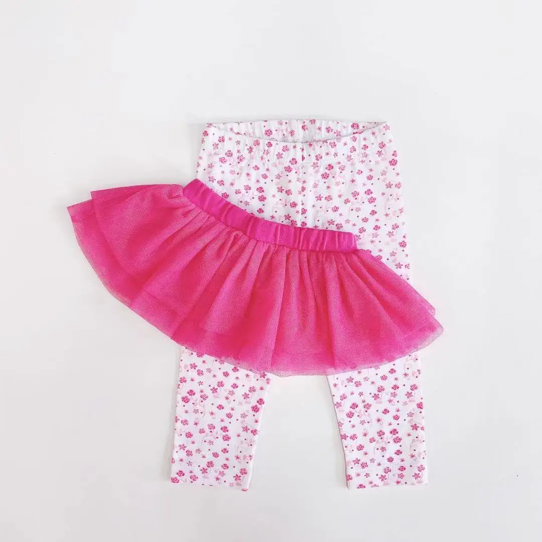 
Wholesale lovely baby girl cotton elastic pant legging Skirt set 