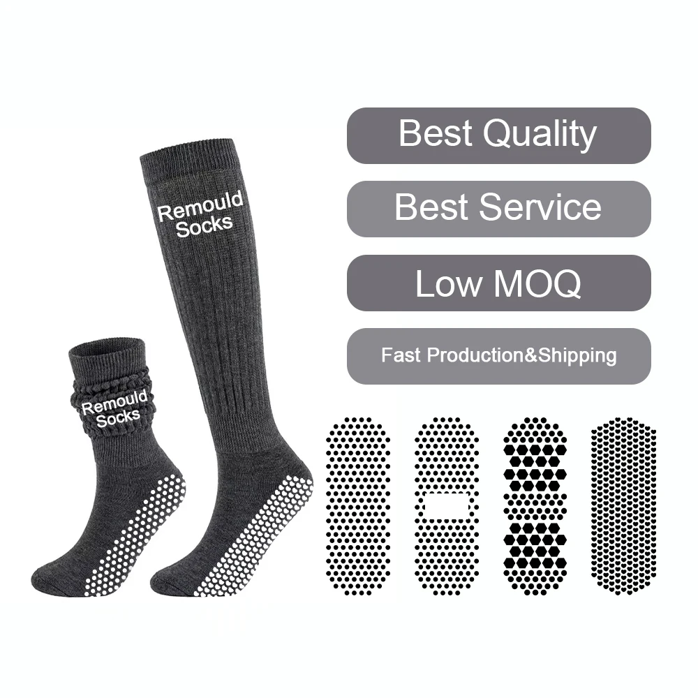 REMOULD custom scrunch socks women with grip custom slouch socks for women with grip logo high quality