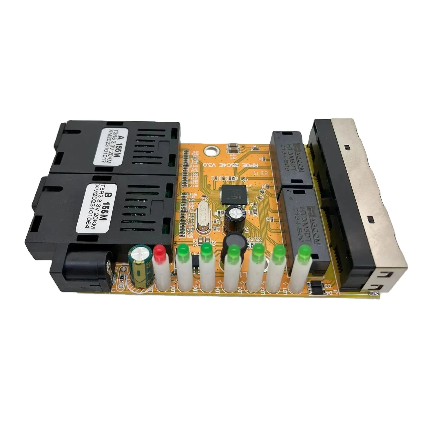 RTXMC Fast Fibra Optica Media Converter Reverse Poe Pcba 4 Rj45 Utp With Singlefiber Sc 2 10/100m Port 25km With Vlan