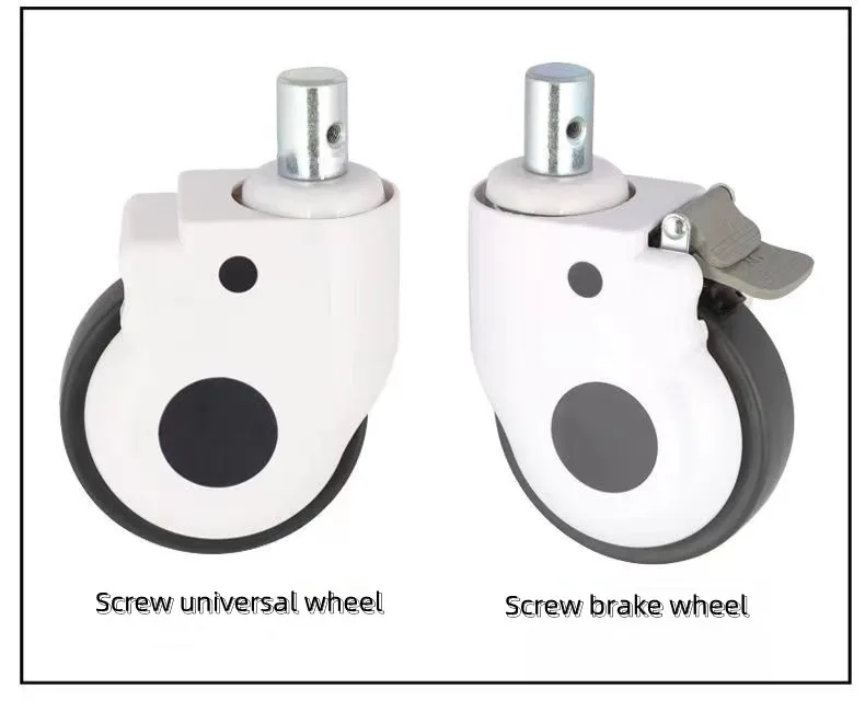 Premium Quality 3/4/5 inch Thread Stem Medical Caster wheel With Brake Covered Quiet Wheel