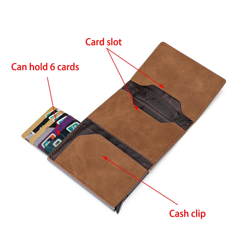 Ready Stock Minimalist PU Leather Men RFID Blocking Wallet Designers Label Men  Pop Up Smart Wallet