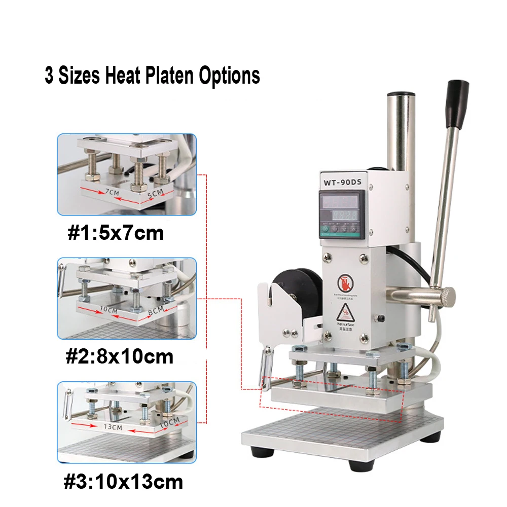 3 Sizes Portable Desktop Hot Foil Gold Stamping Machine with Workbench Bronzing Paper Holder Positioning Slider