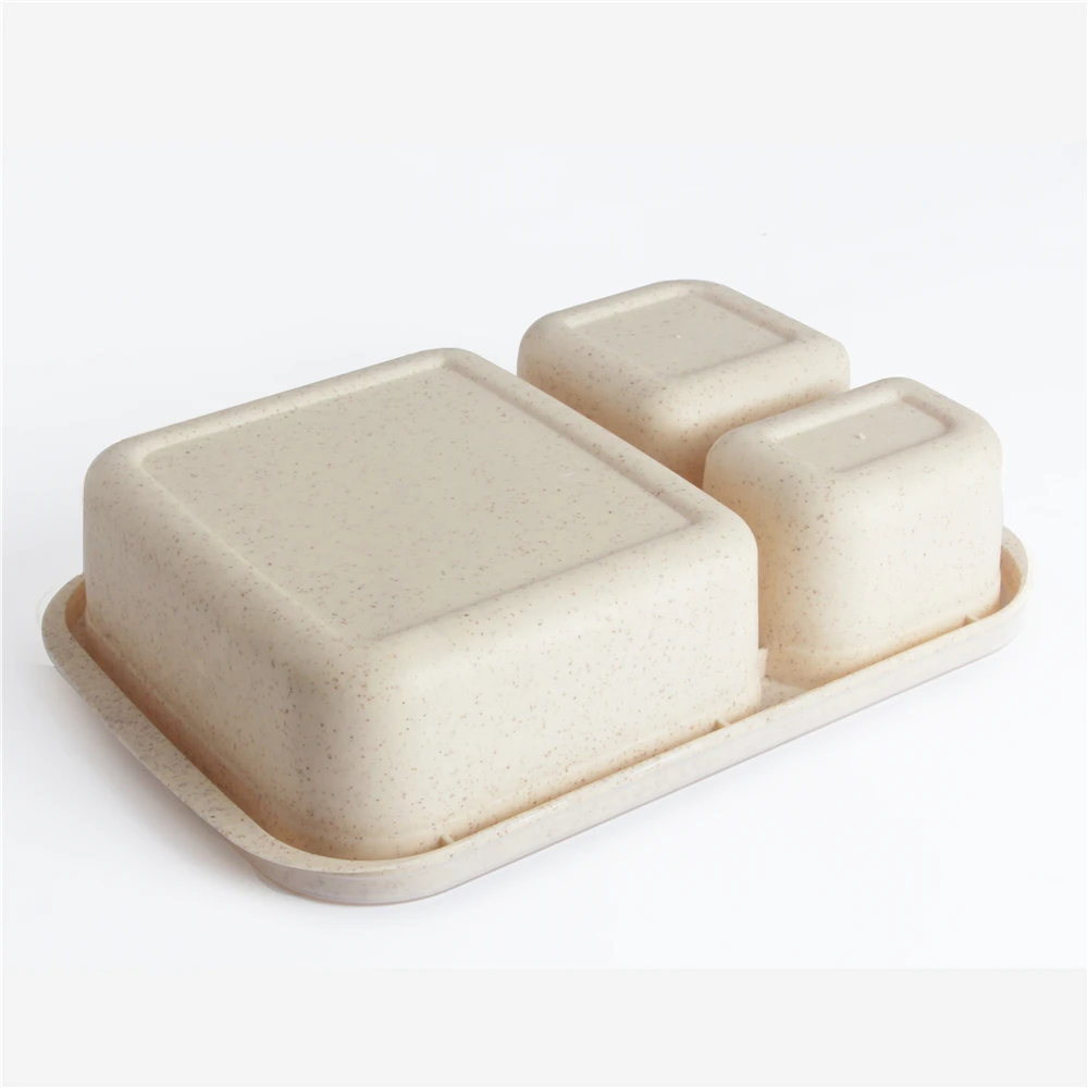 BPA free kid bento box eco friendly food container  wheat straw plastic salad lunch box