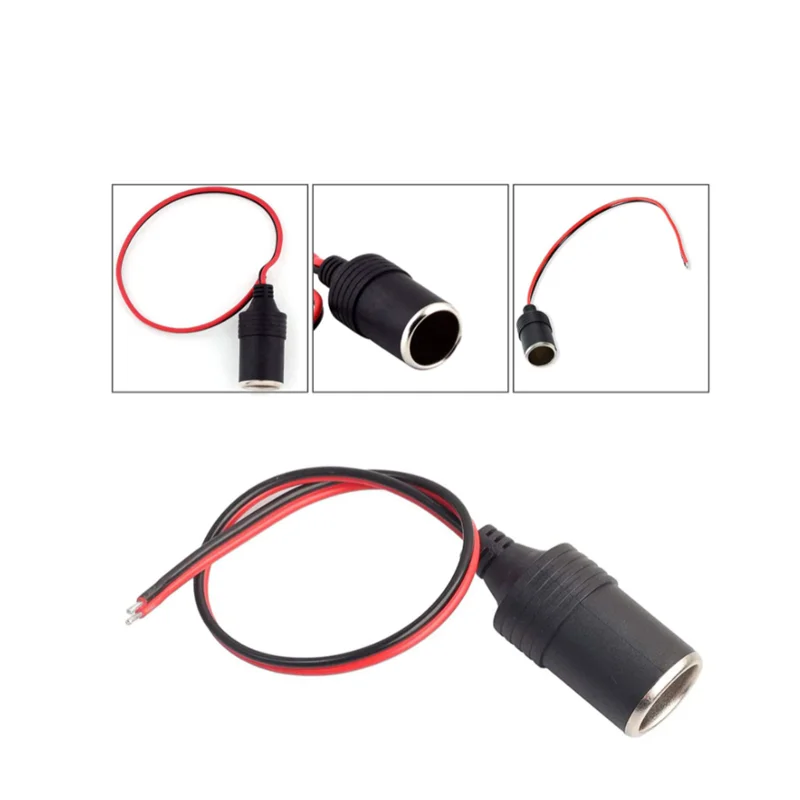Female Cigarette Lighter Socket Plug - 12V 24V Car Replacement Cigar Cable Connector Adapter Charger Power Cord