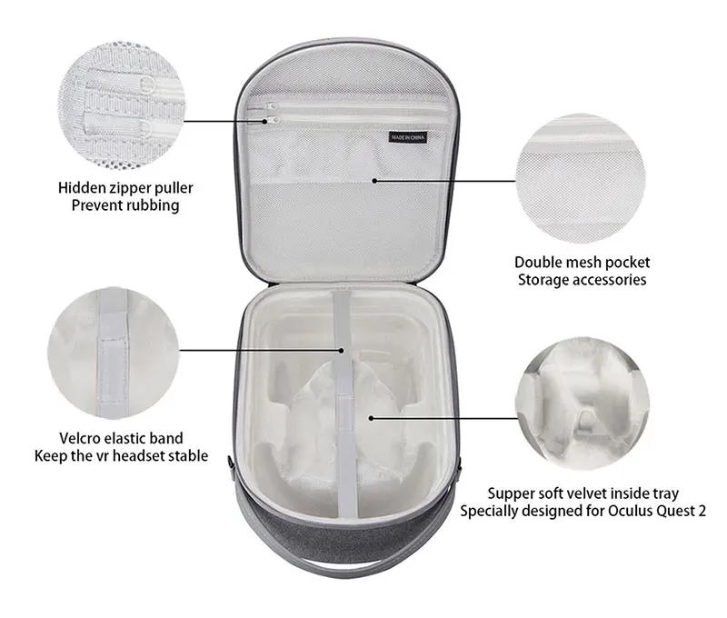 EVA Travel Hard VR Headset Box Carrying Case for Meta Quest 2