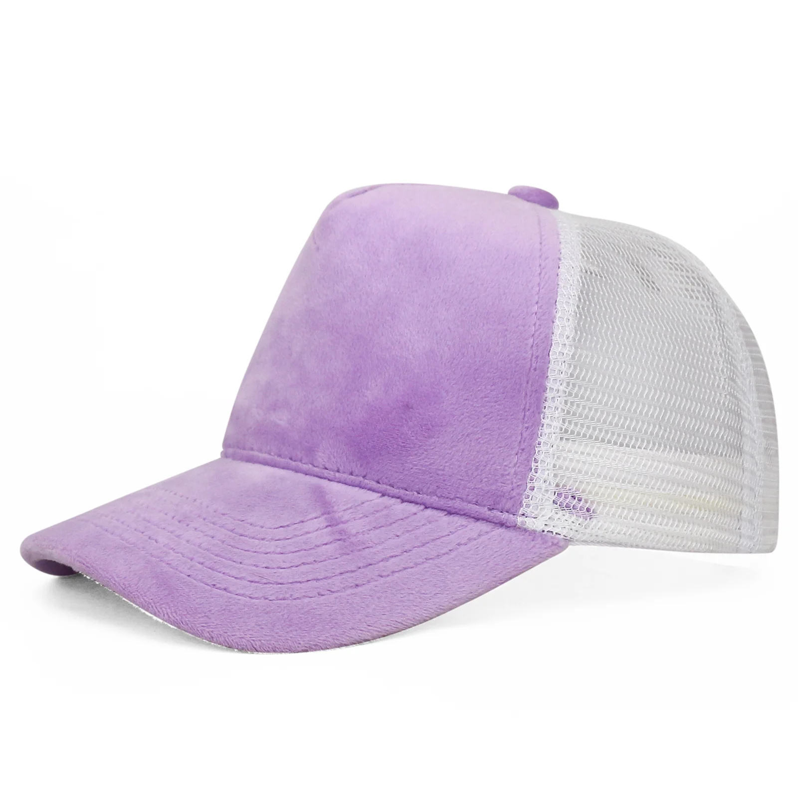 HN05 Wholesale vone luxury quality blank velvet customs mesh dutch velour trucker hat 5 panel custom embroidery cap