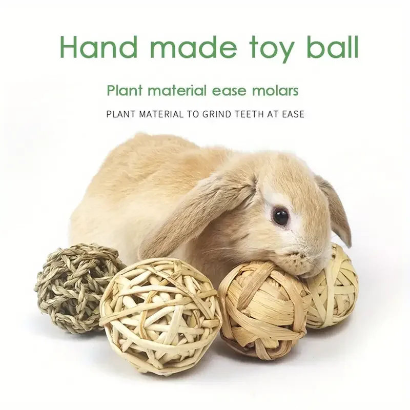 Chewing Braided Ball Toys Guinea Pig Rabbit Hamster Small Animal Play Interactive Chew Toy Natural Grass Ball Fun Small Pet Toy
