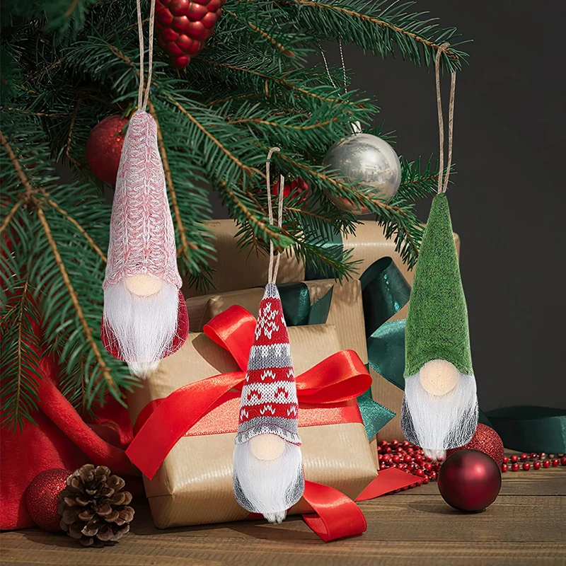 handmade christmas tree hanging gnome ornaments,christmas tree winter christmas gnome