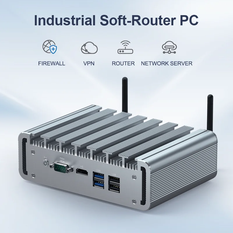 Hot Sale Fanless Computer Win10 RJ45 DDR4 6 LAN Desktop Industrial MINI Firewall PC