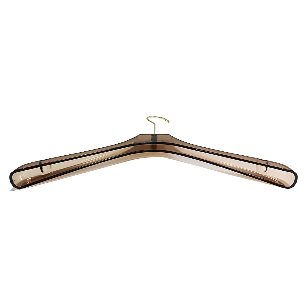Hollow Flatheaded Tawny Clear Lucite Plastic Acrylic Coat Suit Hanger Shirt Trouser Clamp Hanger with Gold Hook Clip