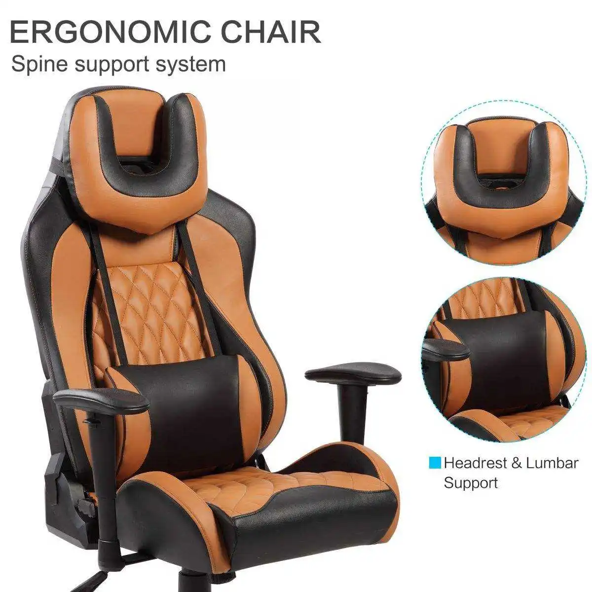 Hotsale Cheap Orange Black Height Adjust Recline Mechanism Gamer Gaming Rocking Pc Game Chair