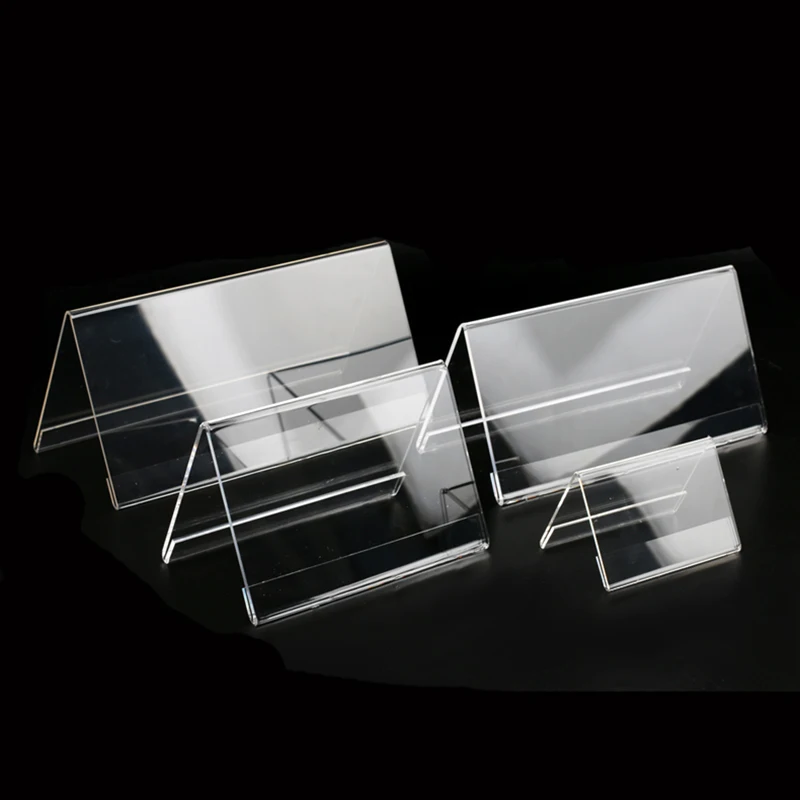 Wholesale Acrylic Desktop Business Card Table Number Holder Stand V Shape Office Desk Name Plate Sign Holder