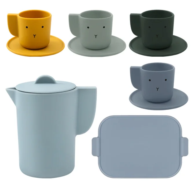 Toy Tea Set for Pretend Play - Playing Kitchen Accessories, Cute Montessori Teapot Kids Play Set