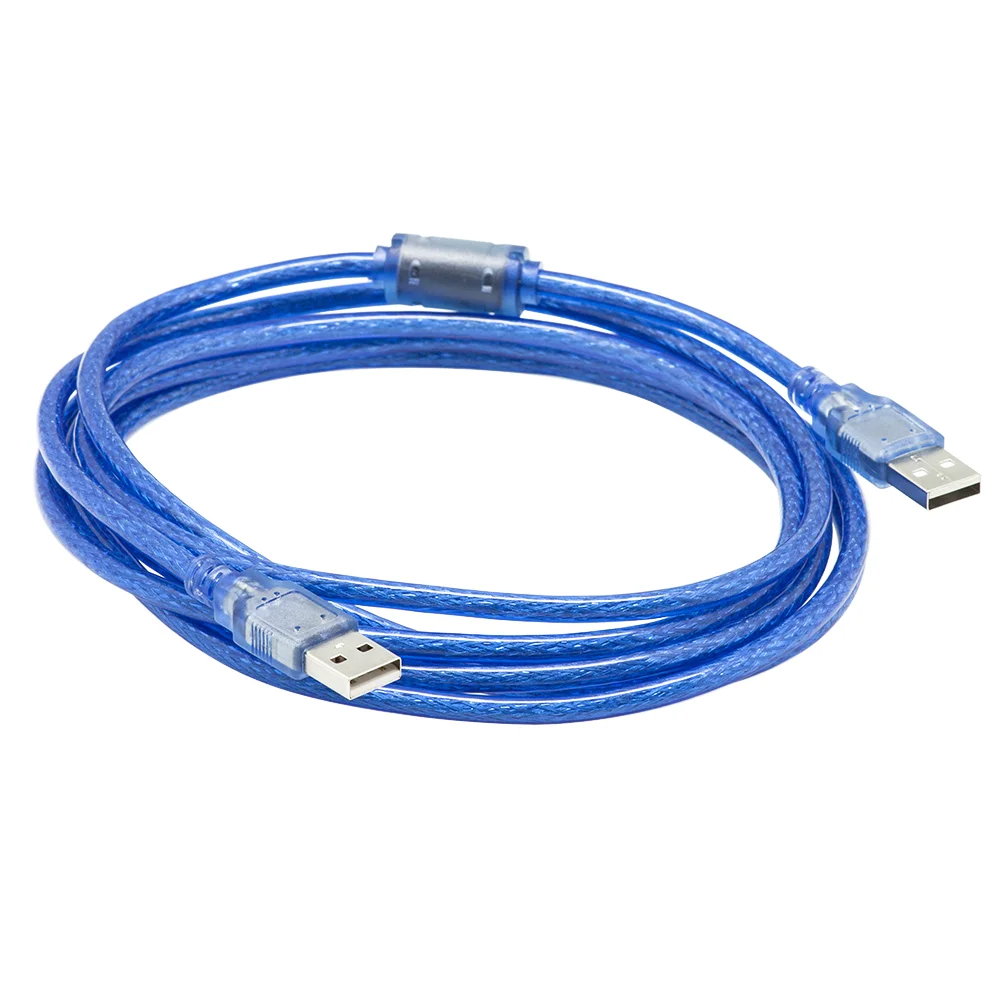 1.5m USB 2.0 Transparent blue cable Type A male to male AM to AM extension cable for Radiator Webc am Car Mp3 Camera Hard Disk