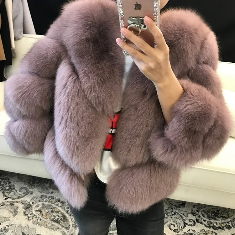 Fur Jacket Wholesale 100% Fox Fur Coat Women Winter Warm Fur Jacket For Ladies