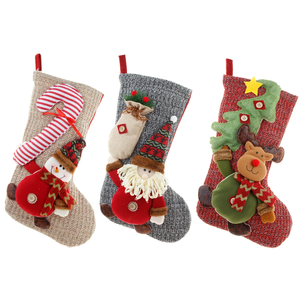 Decorative Christmas Socks Wholesale Christmas Gift Bag 3D Christmas Snowman Reindeer Old Man Knit Stocking For Home Decor