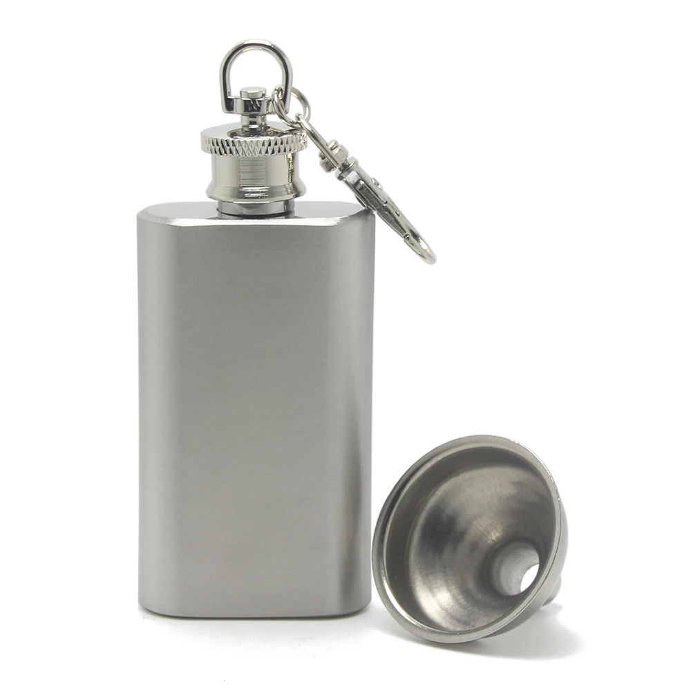 2oz Flask 50ml Whisky Flagon Kettle Oilcan Keychain Stainless Steel Metal Travel Wine Pot Drink Gifts 45ml Mini Liquor Hip Flask