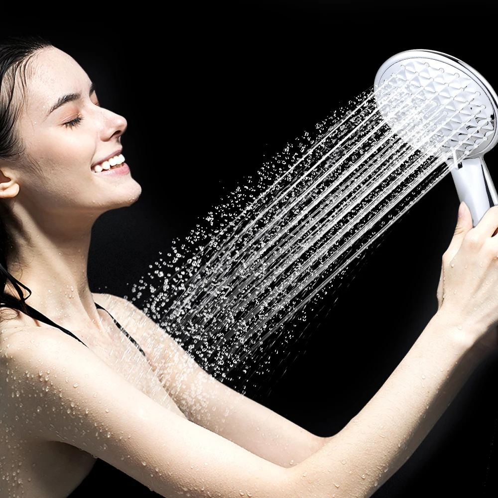 Household Chrome Round Top Shower Waterfall Showers Bathroom Set 3-Function Shower Set