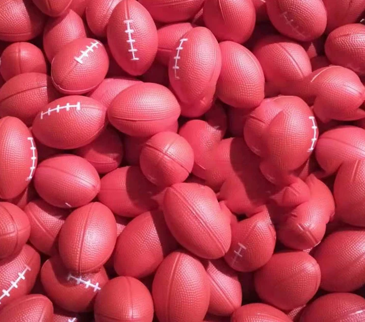 New Promotional Customized Logo Soft Stress Rugby Ball Shape Pu Foam Anti Stress Squeeze Toys Sports Ball For Kids