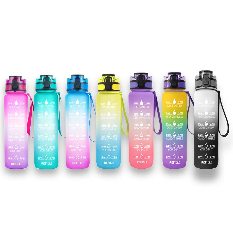 Aquaflask Bottle vasos botella de agua motivacional cups plastic bottles with lids and straws custom water bottle botol plastik