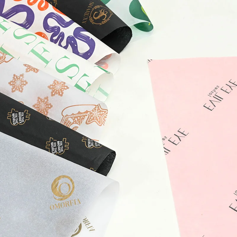 Low MOQ Wholesale Black Gold Foil Printing Wrapping Tissue Paper Bouquet Gift Flower Wrapping Paper Roll