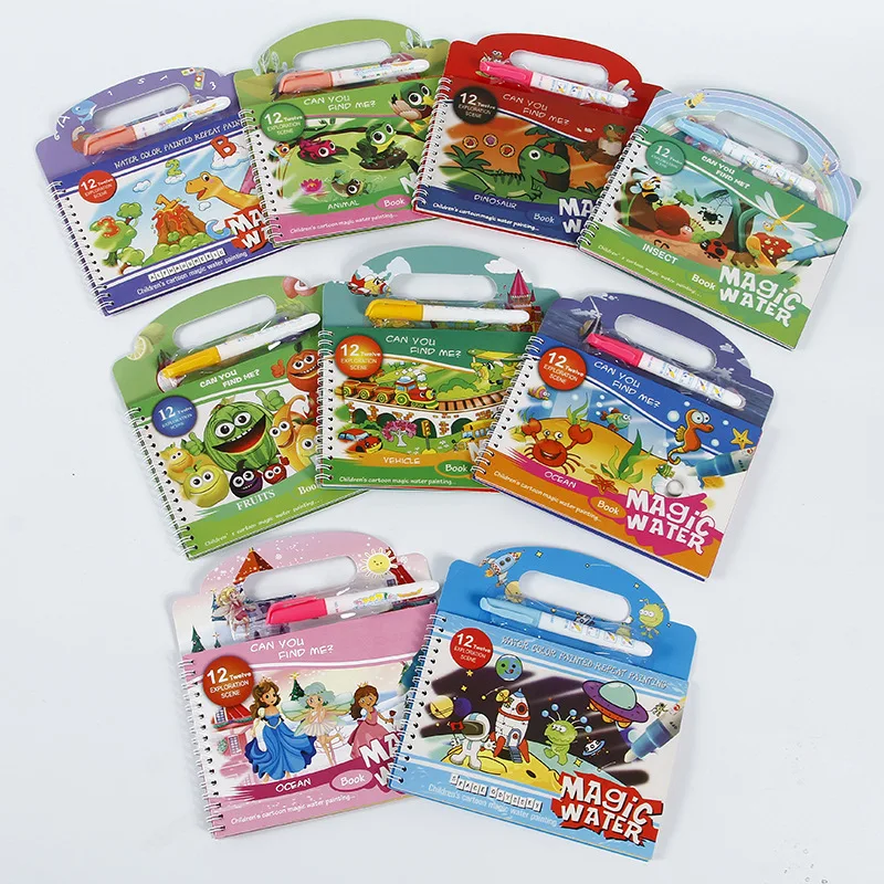 Toys 2022 Popular Educational Cheap Wholesale Doodler Magic Water Drawing Book Coloring with Pen Reusable Coloring Book